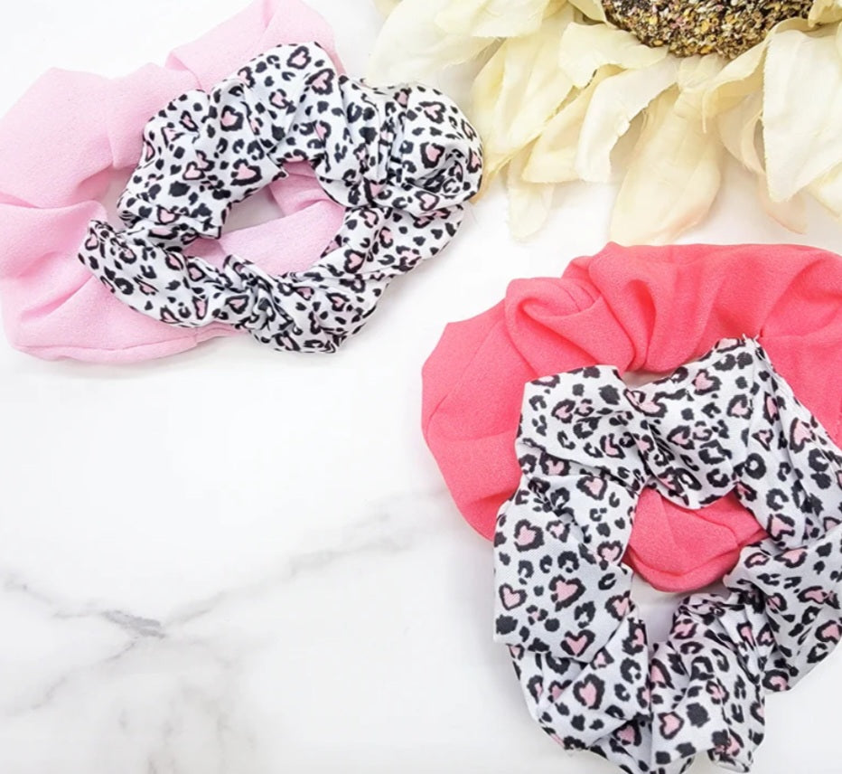 Leopard Heart Scrunchie