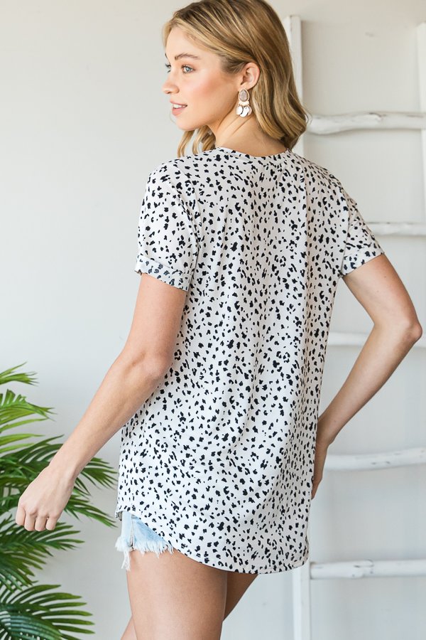 Pocketed Animal Print Top
