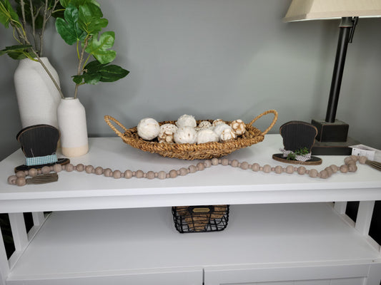 Distressed Wooden Garland with Tassels