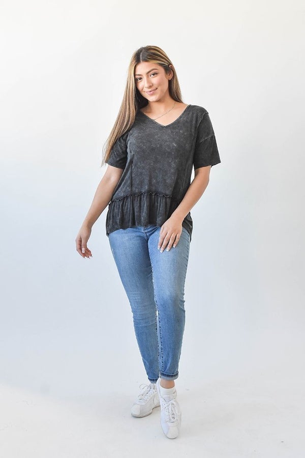 V-Neck Ruffle Short Sleeve