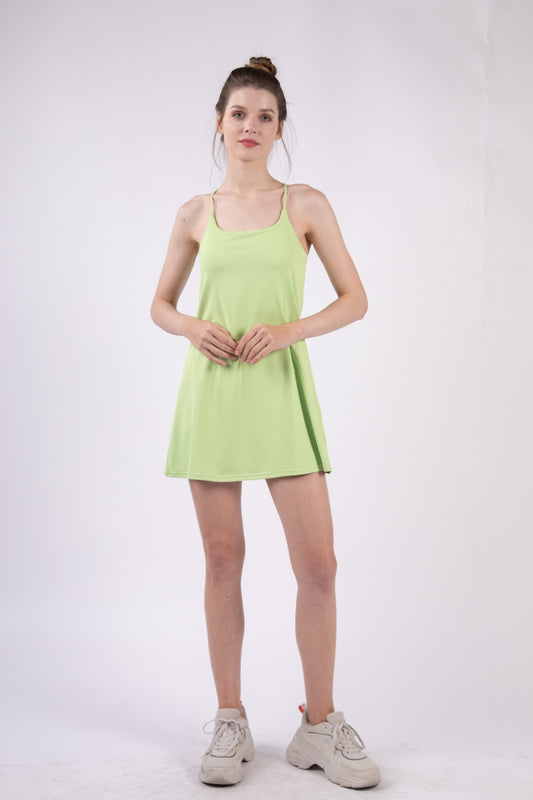 VERY J Sleeveless Active Tennis Dress with Unitard Liner