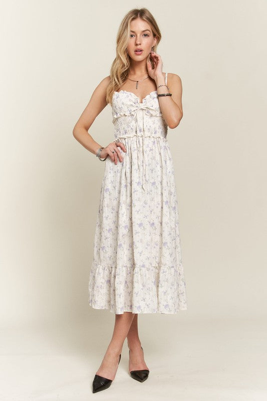 ADORA Smocked Floral Sweetheart Neck Cami Dress