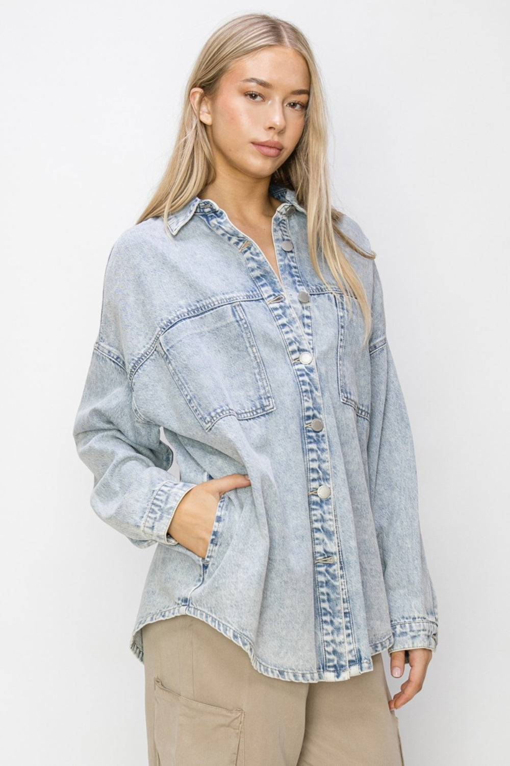 Button Up Long Sleeve Shacket