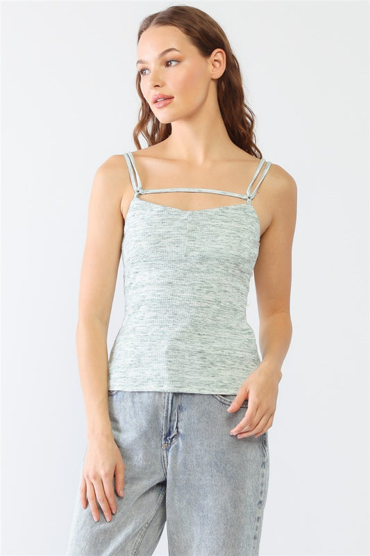 Le Lis Heathered Ribbed Adjustable Strap Cami